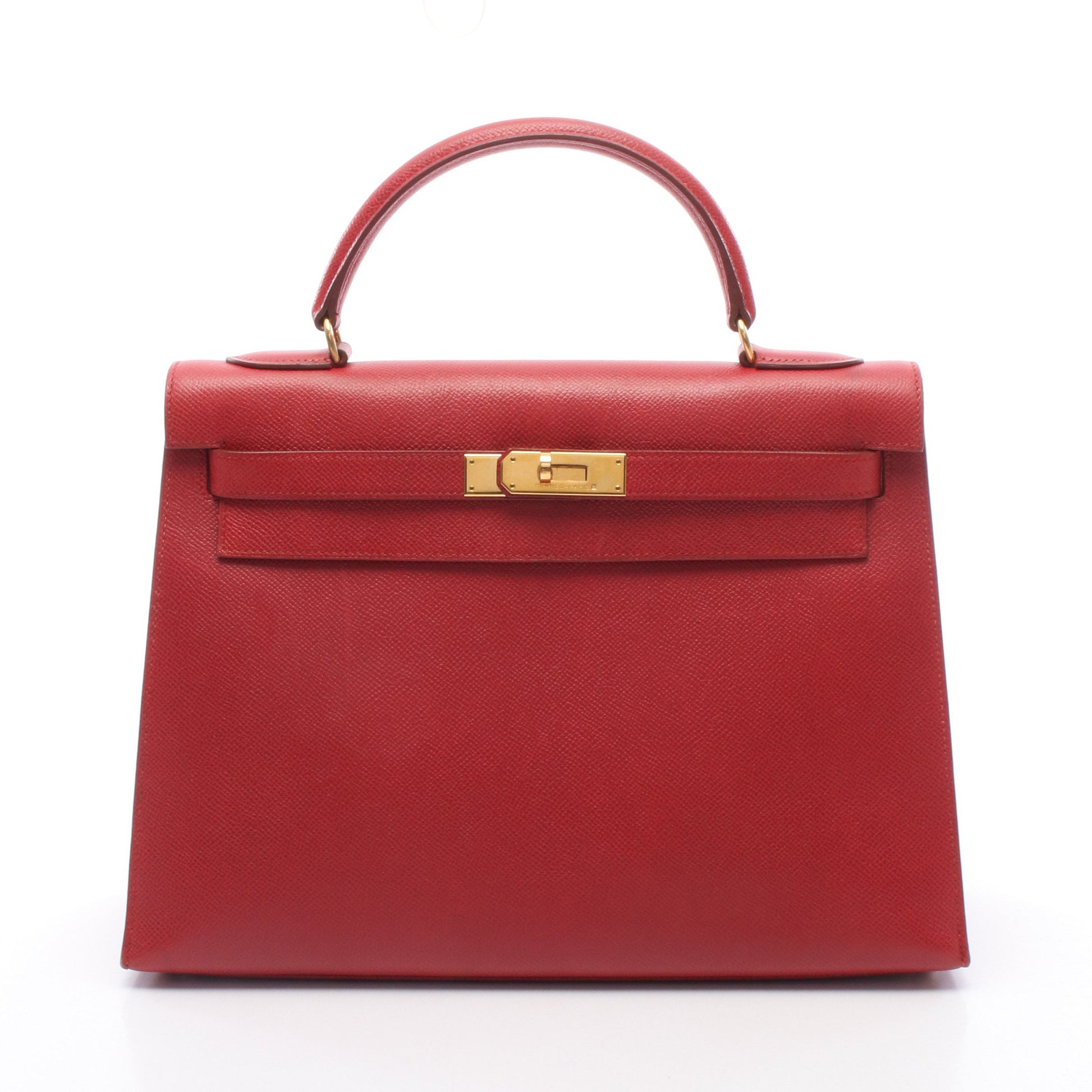 ケリー32 ルージュヴィフ 外縫い 2WAY ハンドバッグ クシュベル レッド ゴールド金具 □A刻印 エルメス バッグ HERMES