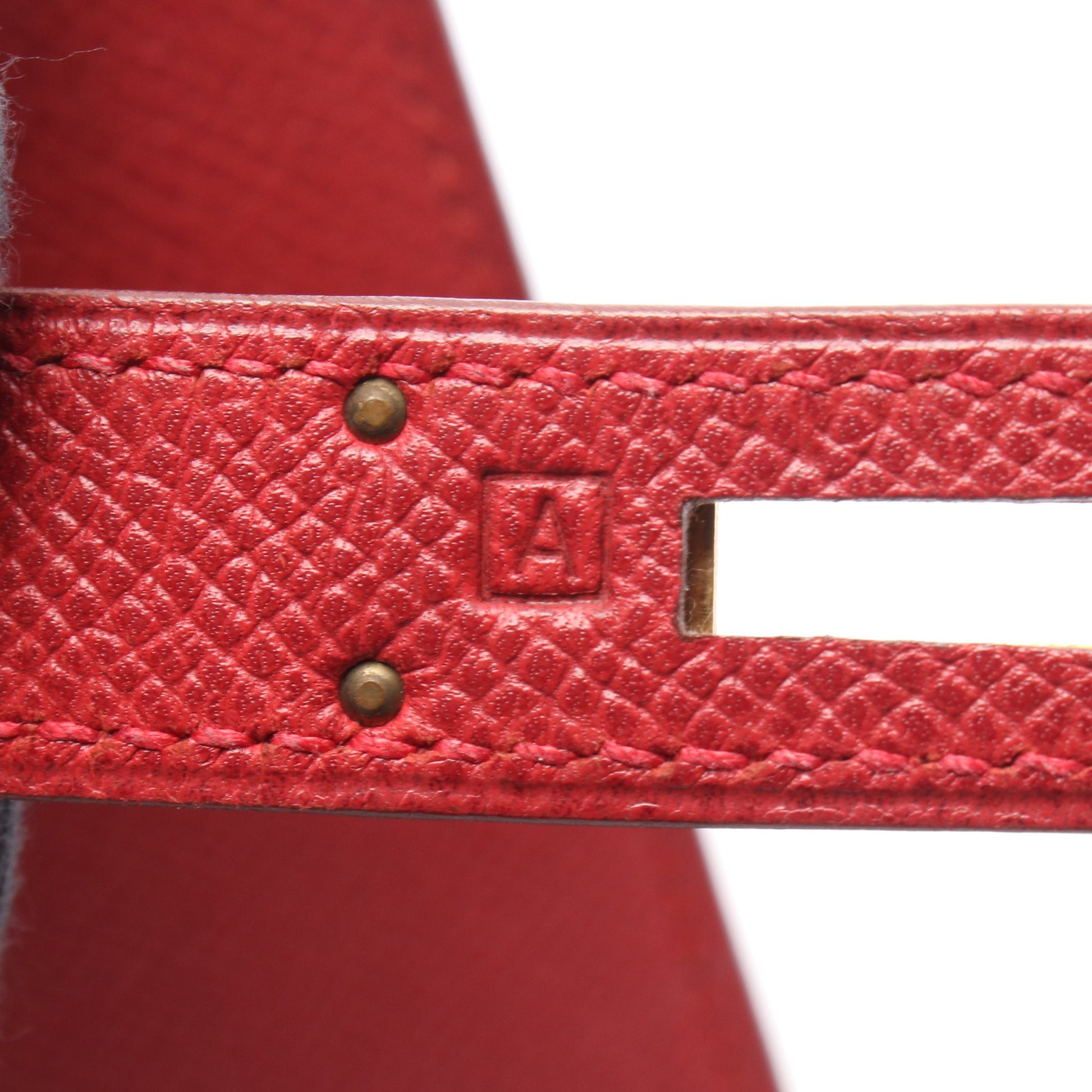 ケリー32 ルージュヴィフ 外縫い 2WAY ハンドバッグ クシュベル レッド ゴールド金具 □A刻印 エルメス バッグ HERMES
