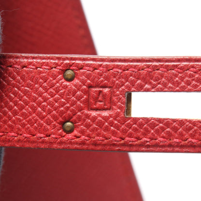 ケリー32 ルージュヴィフ 外縫い 2WAY ハンドバッグ クシュベル レッド ゴールド金具 □A刻印 エルメス バッグ HERMES