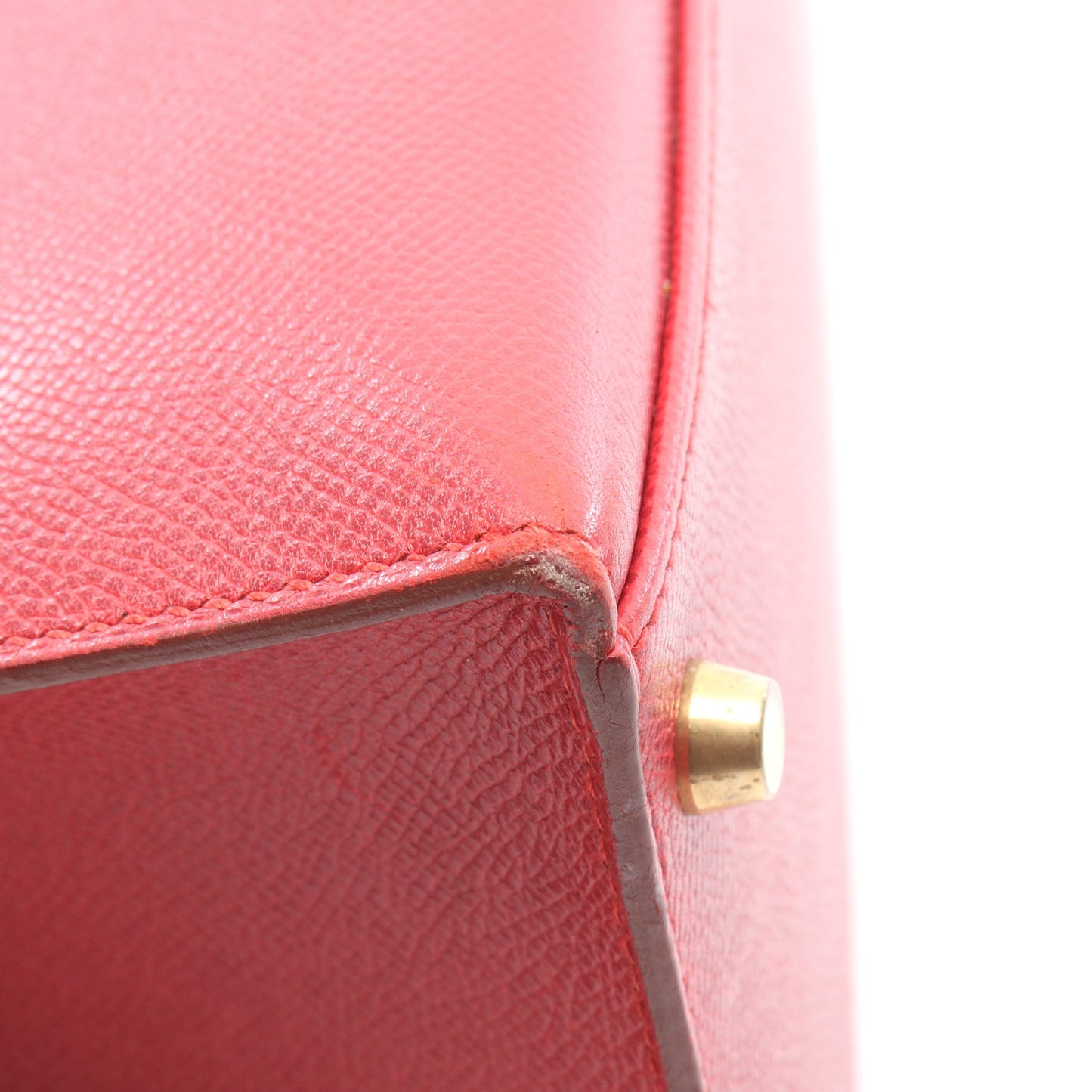 ケリー32 ルージュヴィフ 外縫い 2WAY ハンドバッグ クシュベル レッド ゴールド金具 □A刻印 エルメス バッグ HERMES