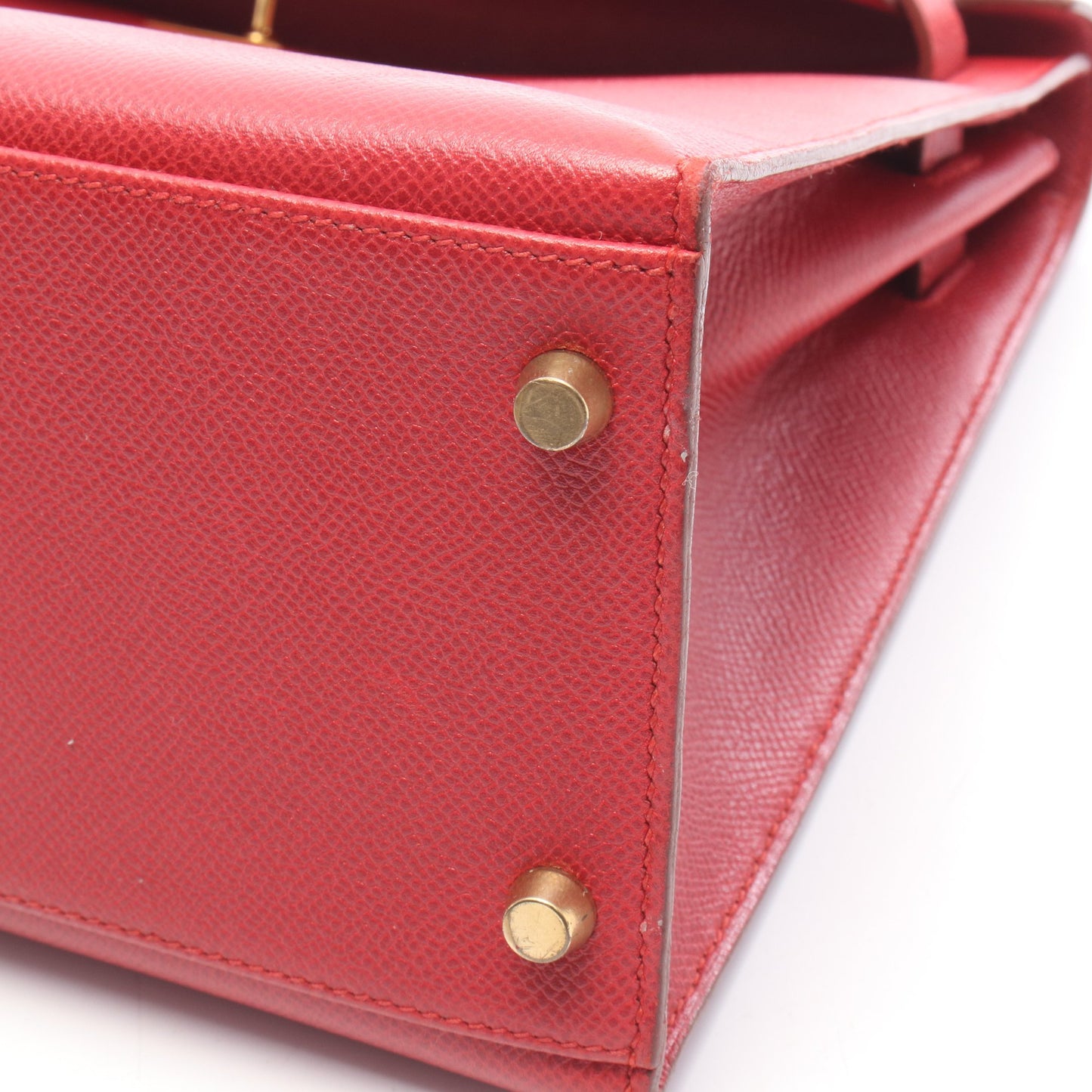 ケリー32 ルージュヴィフ 外縫い 2WAY ハンドバッグ クシュベル レッド ゴールド金具 □A刻印 エルメス バッグ HERMES