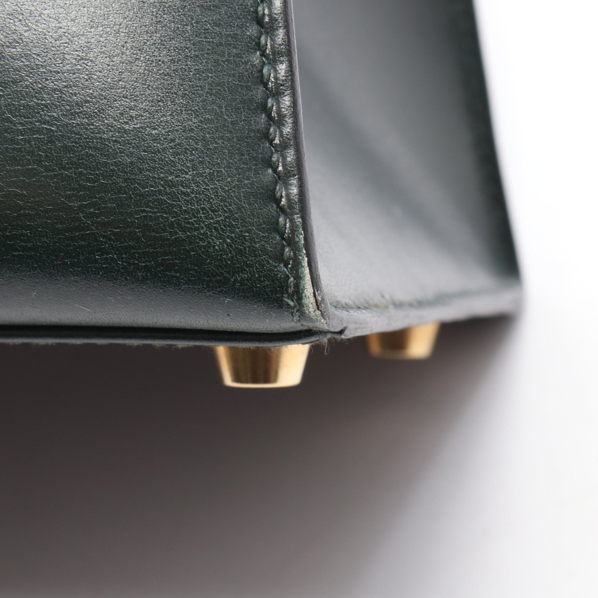 ケリー28 ヴェールフォンセ 外縫い 2WAY ハンドバッグ ボックスカーフ ダークグリーン ゴールド金具 □F刻印 エルメス バッグ HERMES