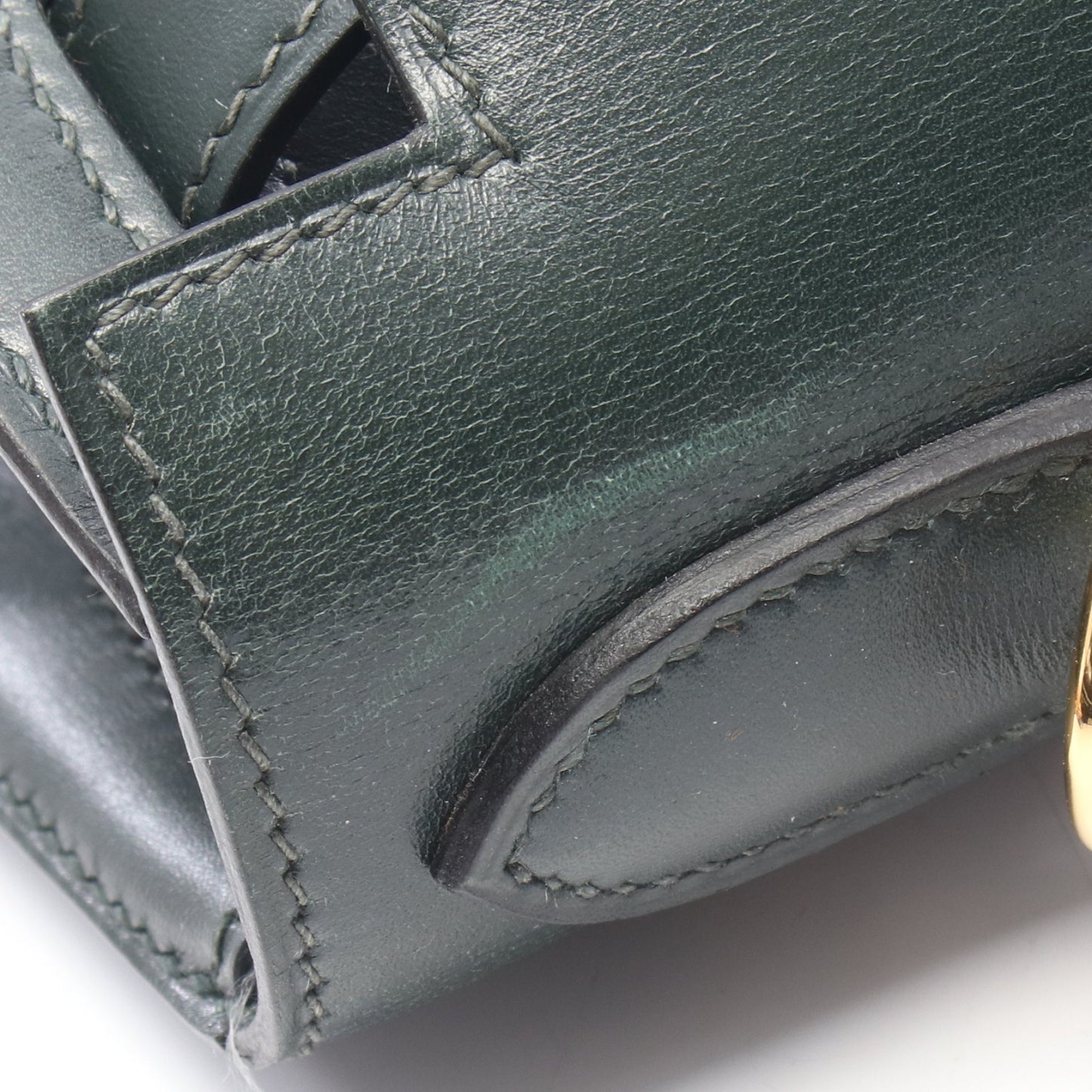 ケリー28 ヴェールフォンセ 外縫い 2WAY ハンドバッグ ボックスカーフ ダークグリーン ゴールド金具 □F刻印 エルメス バッグ HERMES