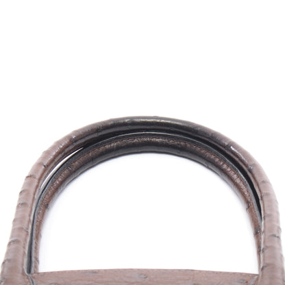 ホワイトバスPM エベンヌ ハンドバッグ オーストリッチ ダークブラウン ゴールド金具 □G刻印 エルメス バッグ HERMES