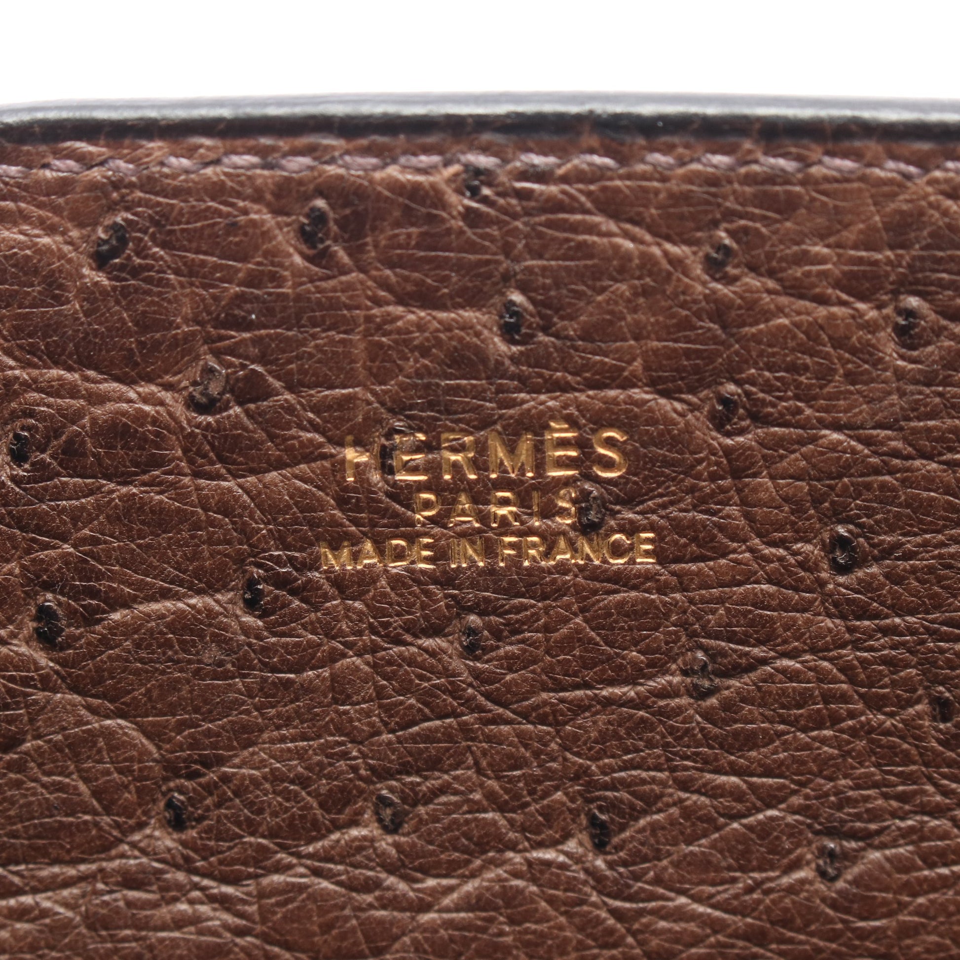 ホワイトバスPM エベンヌ ハンドバッグ オーストリッチ ダークブラウン ゴールド金具 □G刻印 エルメス バッグ HERMES