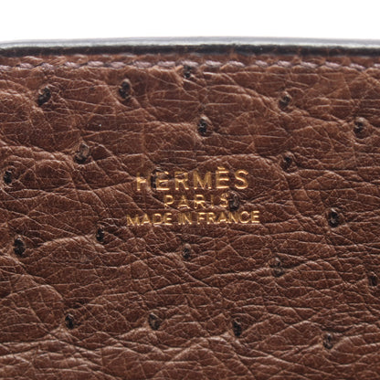 ホワイトバスPM エベンヌ ハンドバッグ オーストリッチ ダークブラウン ゴールド金具 □G刻印 エルメス バッグ HERMES