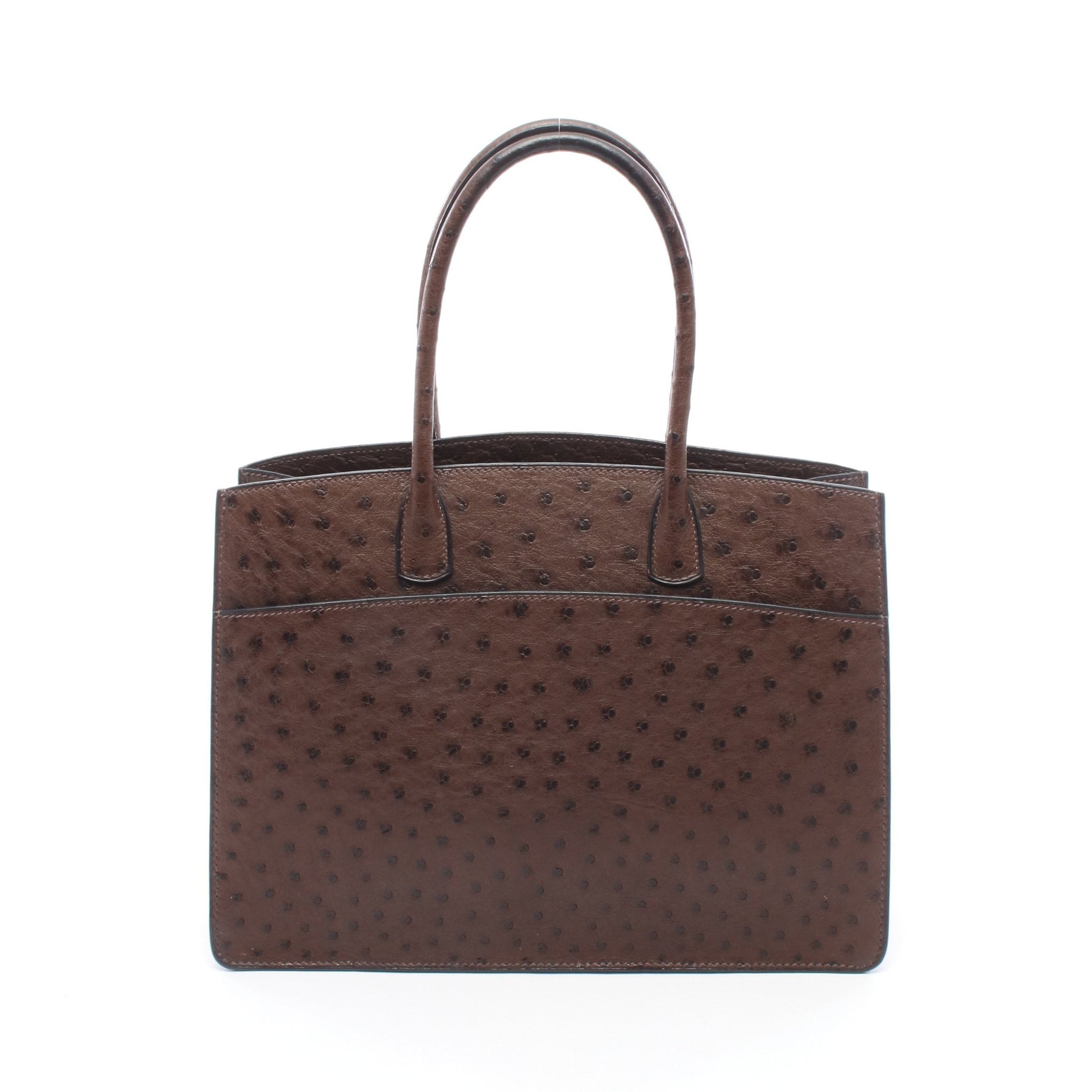 ホワイトバスPM エベンヌ ハンドバッグ オーストリッチ ダークブラウン ゴールド金具 □G刻印 エルメス バッグ HERMES