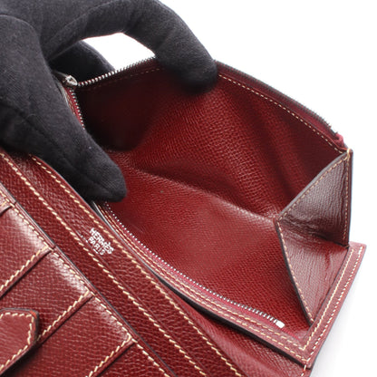 ベアンクラシック ルージュアッシュ 二つ折り長財布 リセ ボルドー シルバー金具 □E刻印 エルメス 財布・小物 HERMES