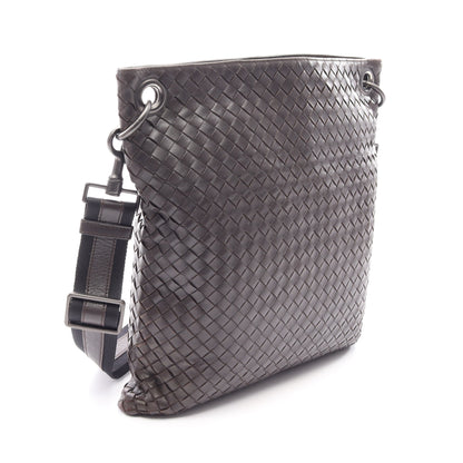 イントレチャート ショルダーバッグ レザー ダークブラウン ボッテガヴェネタ バッグ BOTTEGA VENETA