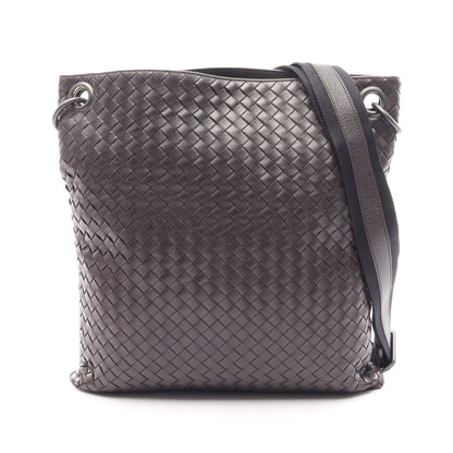 イントレチャート ショルダーバッグ レザー ダークブラウン ボッテガヴェネタ バッグ BOTTEGA VENETA
