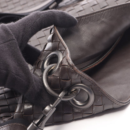 イントレチャート ショルダーバッグ レザー ダークブラウン ボッテガヴェネタ バッグ BOTTEGA VENETA