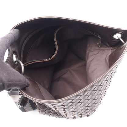 イントレチャート ショルダーバッグ レザー ダークブラウン ボッテガヴェネタ バッグ BOTTEGA VENETA