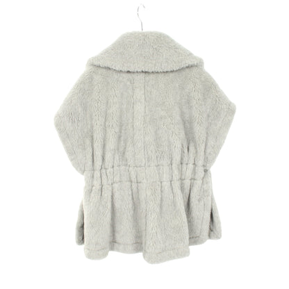 テディベア ケープ ポンチョ ウール アルパカ シルク レザー グレー マックスマーラ アウター Max Mara