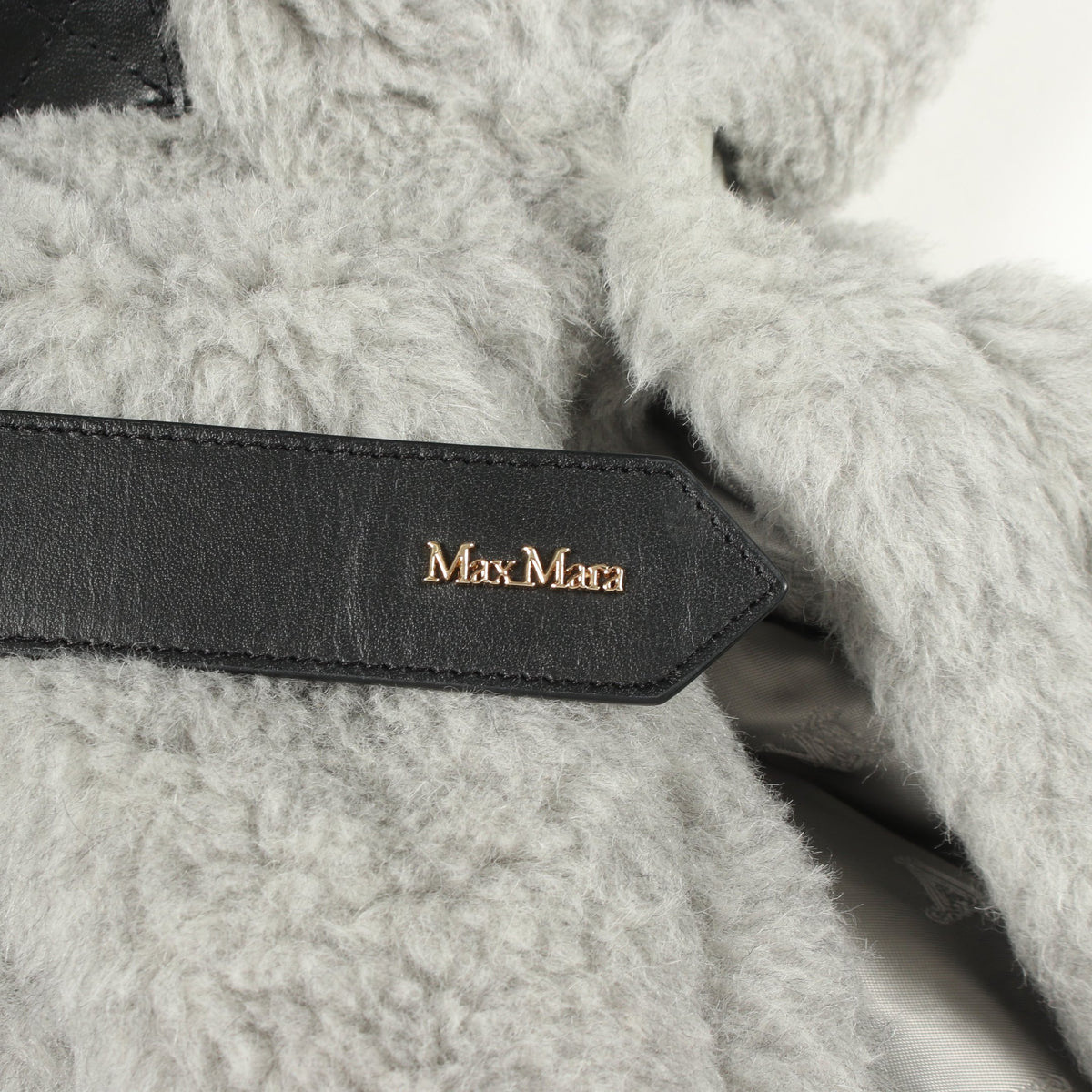 テディベア ケープ ポンチョ ウール アルパカ シルク レザー グレー マックスマーラ アウター Max Mara