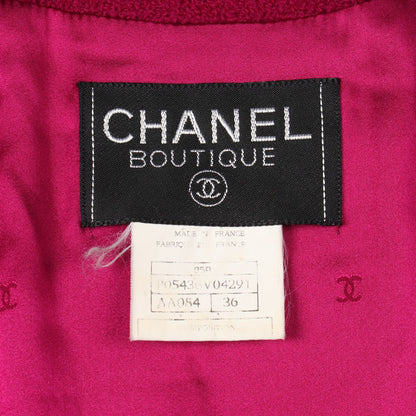 ココボタン セットアップ スカートスーツ ウール ナイロン ピンクパープル シャネル スーツ CHANEL
