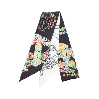 ツイリー Brides de Gala en Fleurs アイライナー リボン スカーフ シルク ブラック ホワイト マルチカラー エルメス 財布・小物 HERMES