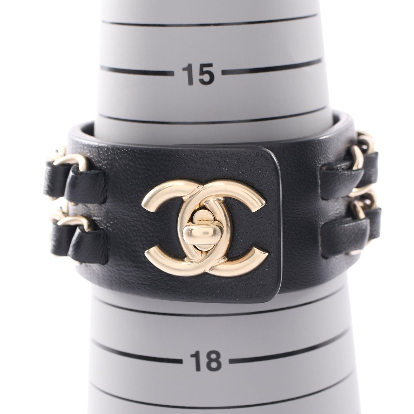 ココマーク ターンロック ブレスレット レザー GP ブラック ゴールド B18K シャネル