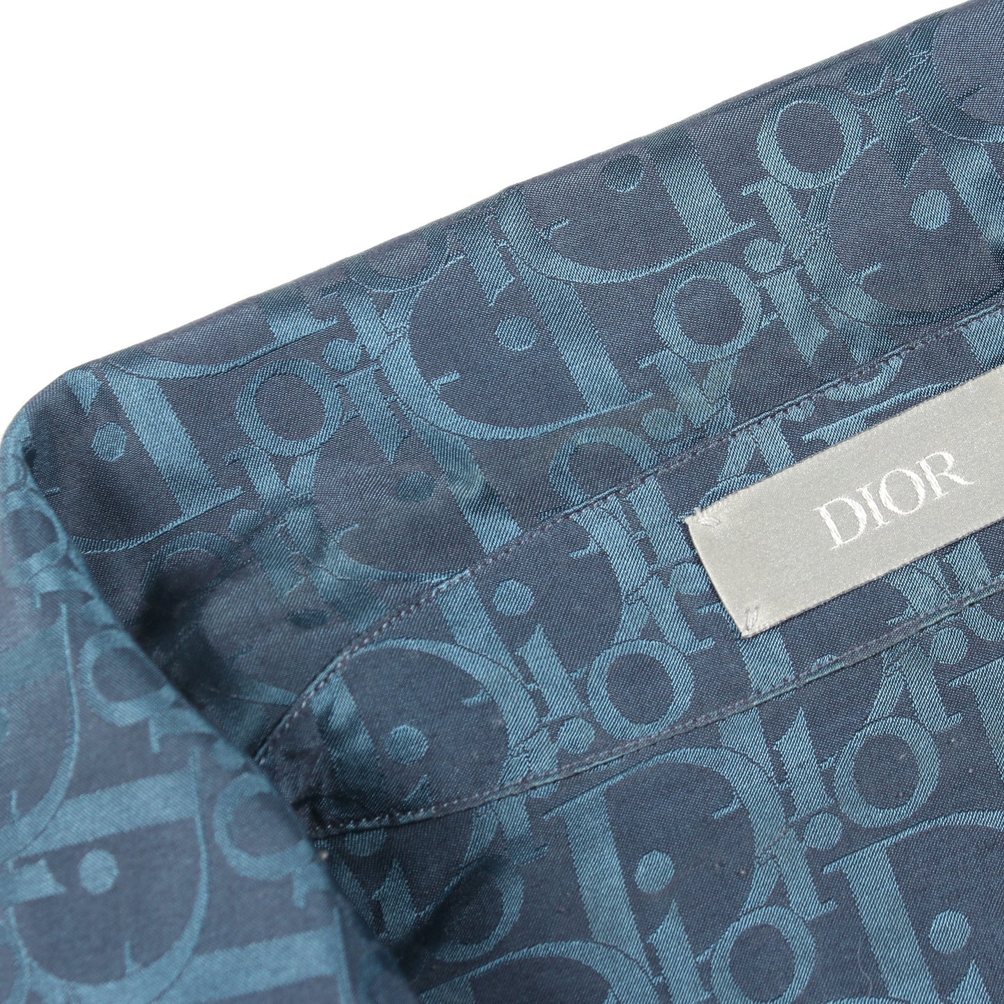 オブリーク 半袖 シャツ シルク コットン ダークブルー ディオール トップス DIOR