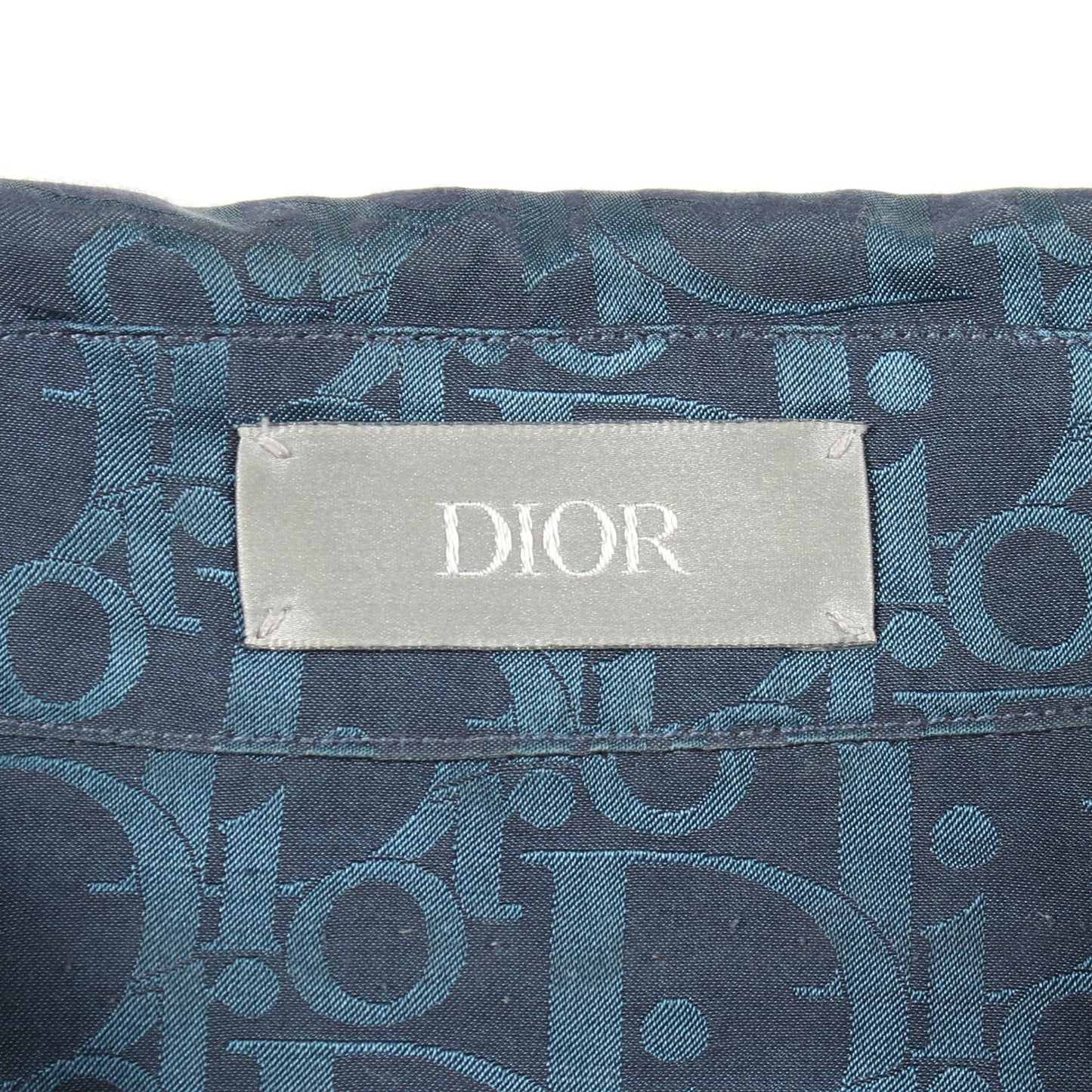 オブリーク 半袖 シャツ シルク コットン ダークブルー ディオール トップス DIOR