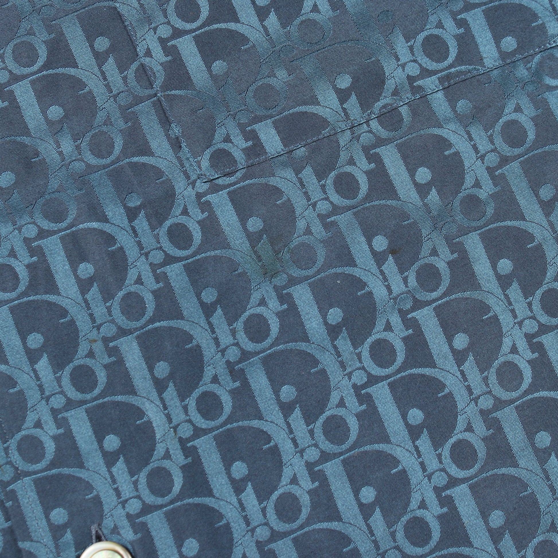 オブリーク 半袖 シャツ シルク コットン ダークブルー ディオール トップス DIOR