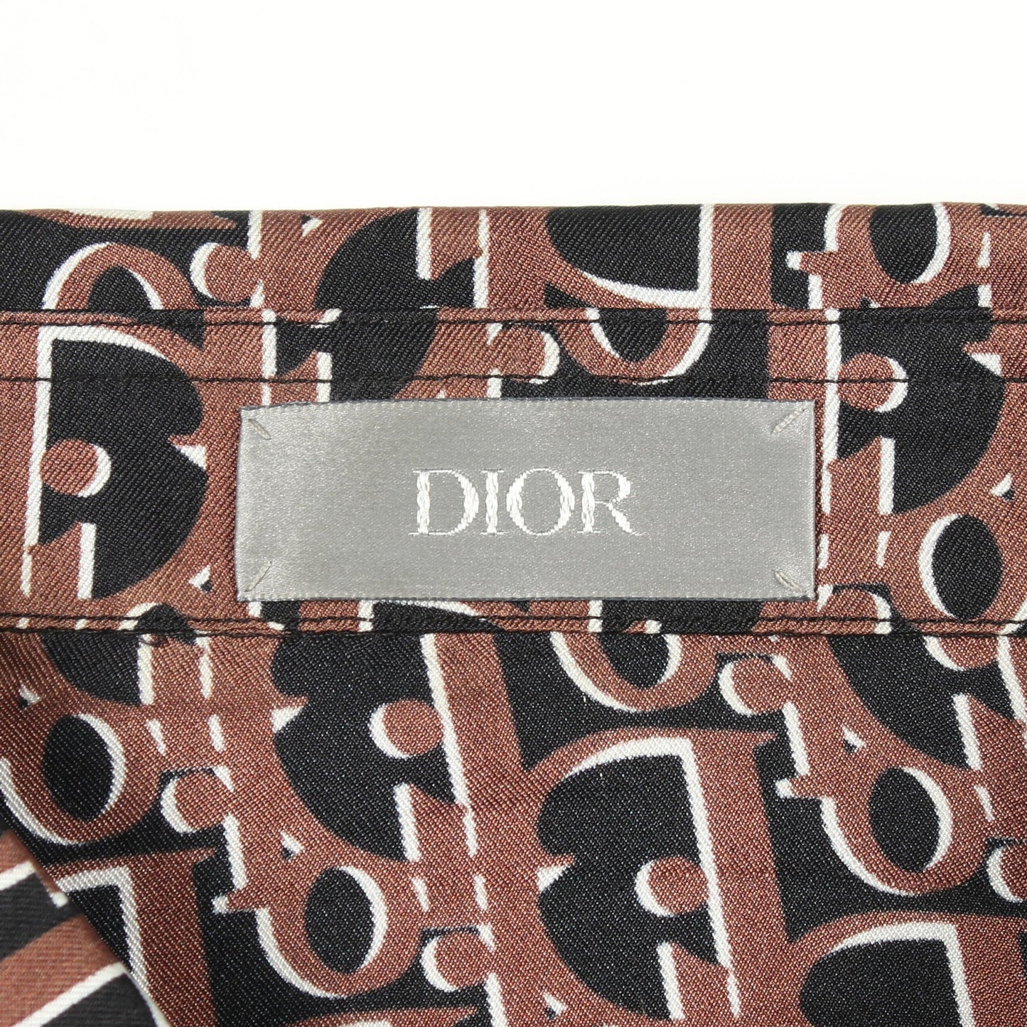 オブリーク 半袖 シャツ シルク ブラウン ブラック ディオール トップス DIOR