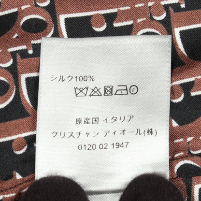 オブリーク 半袖 シャツ シルク ブラウン ブラック ディオール トップス DIOR