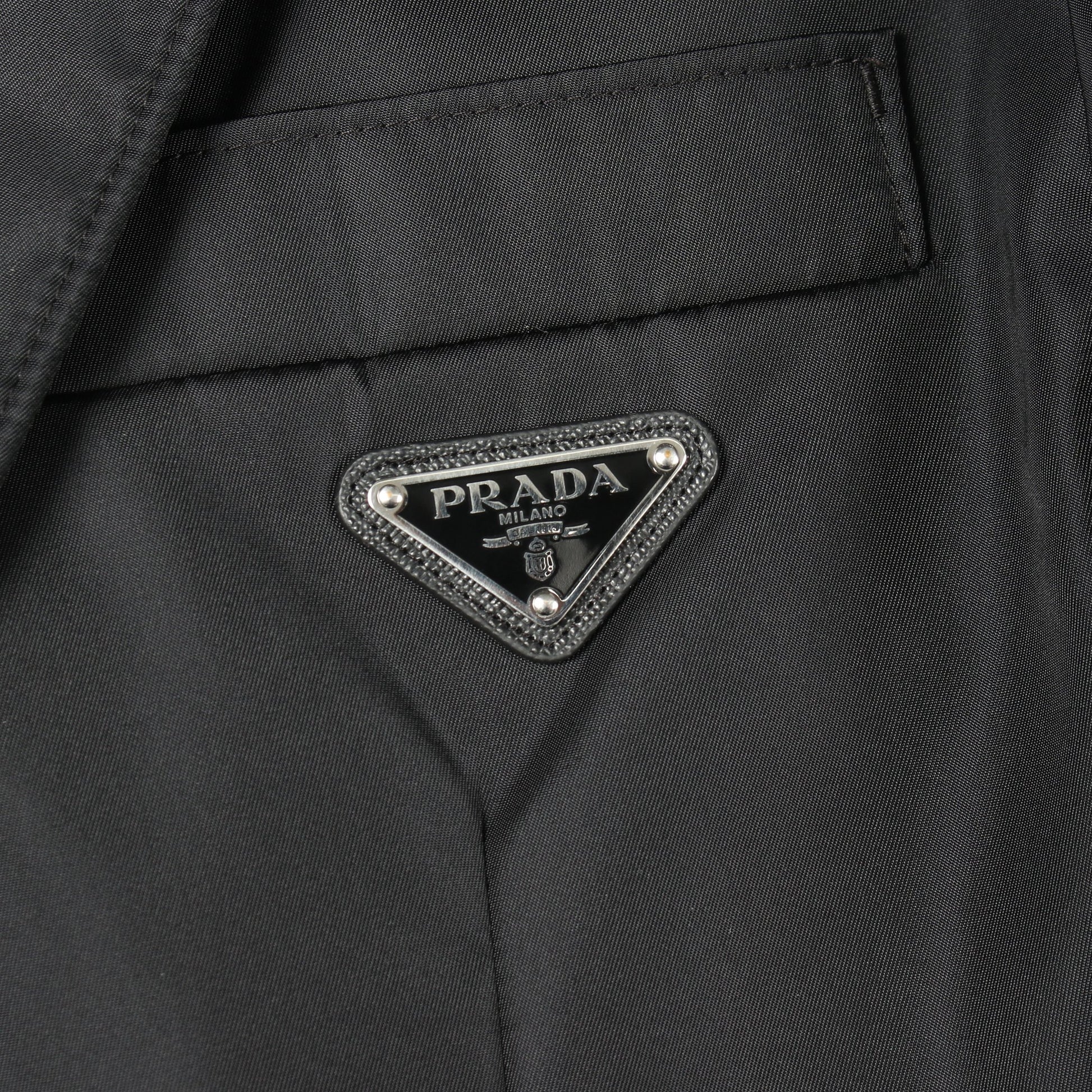 Re-Nylon 三角プレート テーラードジャケット ナイロン ブラック プラダ アウター PRADA