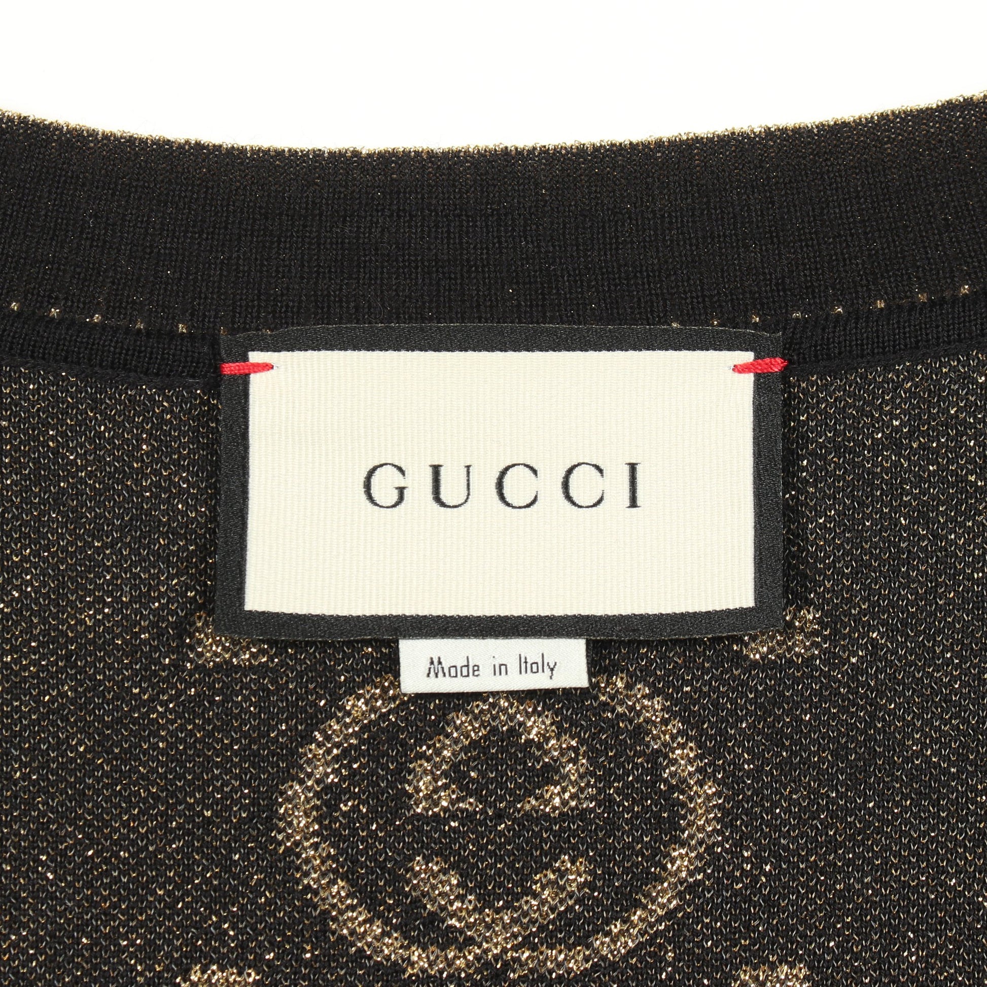 インターロッキングG 総柄 カーディガン ウール ブラック ゴールド グッチ トップス GUCCI