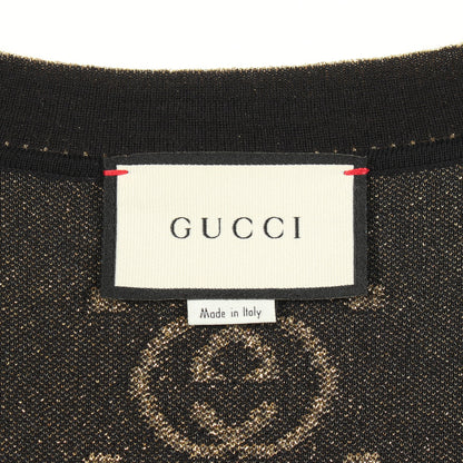 インターロッキングG 総柄 カーディガン ウール ブラック ゴールド グッチ トップス GUCCI
