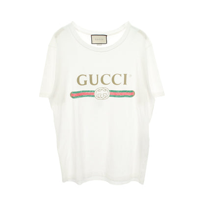 ロゴ ウォッシュド ダメージ加工 半袖Tシャツ コットン ホワイト グッチ