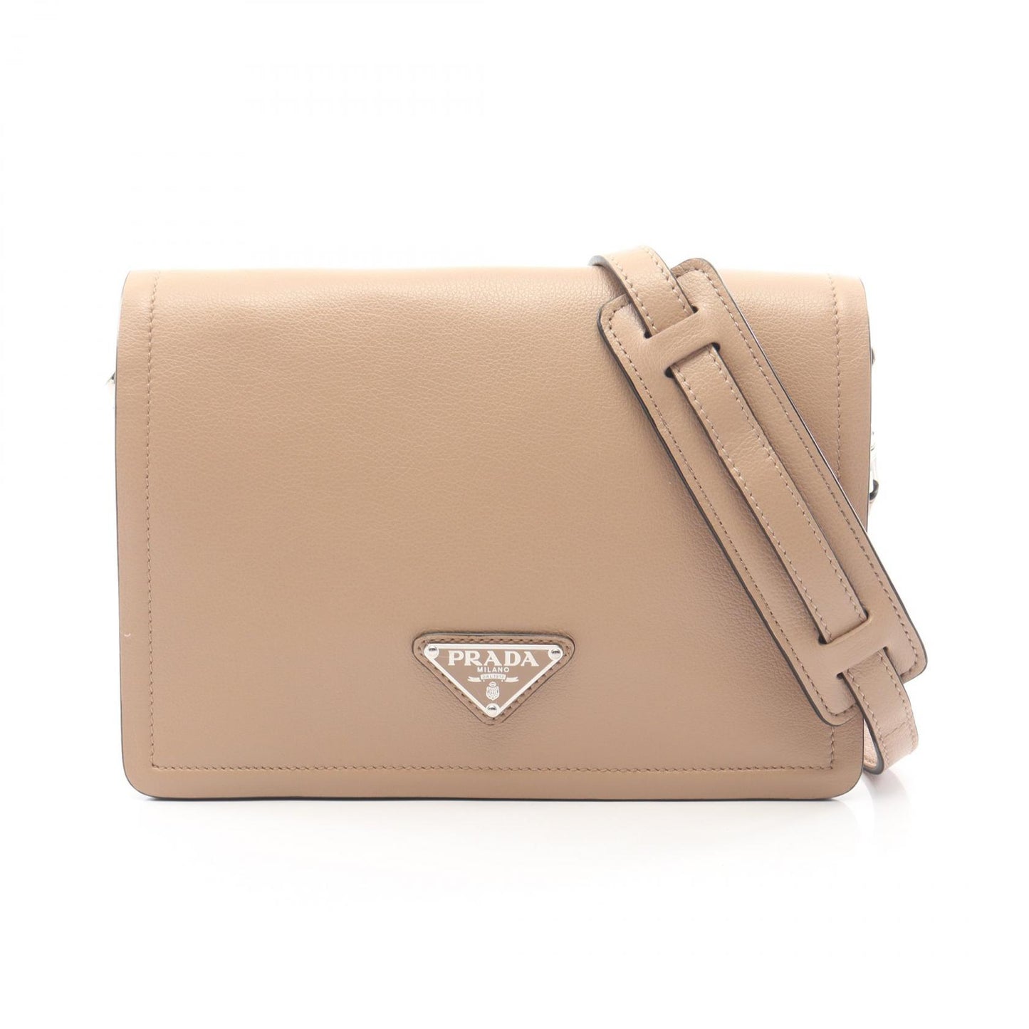 GLACE'CALF ショルダーバッグ レザー ベージュ プラダ