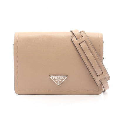 GLACE'CALF ショルダーバッグ レザー ベージュ プラダ