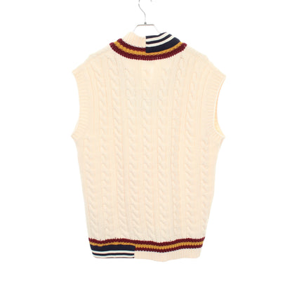MONCLER GENIUS 8 PALM ANGELS Cable Knit ベスト ウール アイボリー バーガンディ マルチカラー モンクレール トップス MONCLER