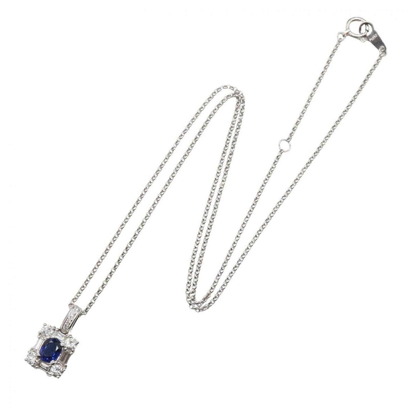 サファイア ダイヤモンド ネックレス ネックレス PT900 PT850 サファイア ダイヤモンド プラチナ ブルー クリア ノーブランドジュエリー