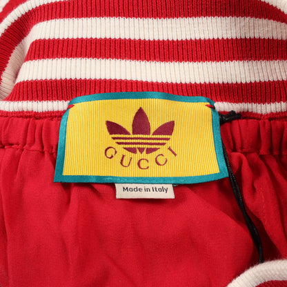 GUCCI × adidas 3ストライプ レースプリーツニット パンツ コットン レッド グッチ