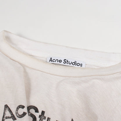 ヴィンテージ加工 ロゴ 半袖Tシャツ コットン ホワイト アクネストゥディオズ