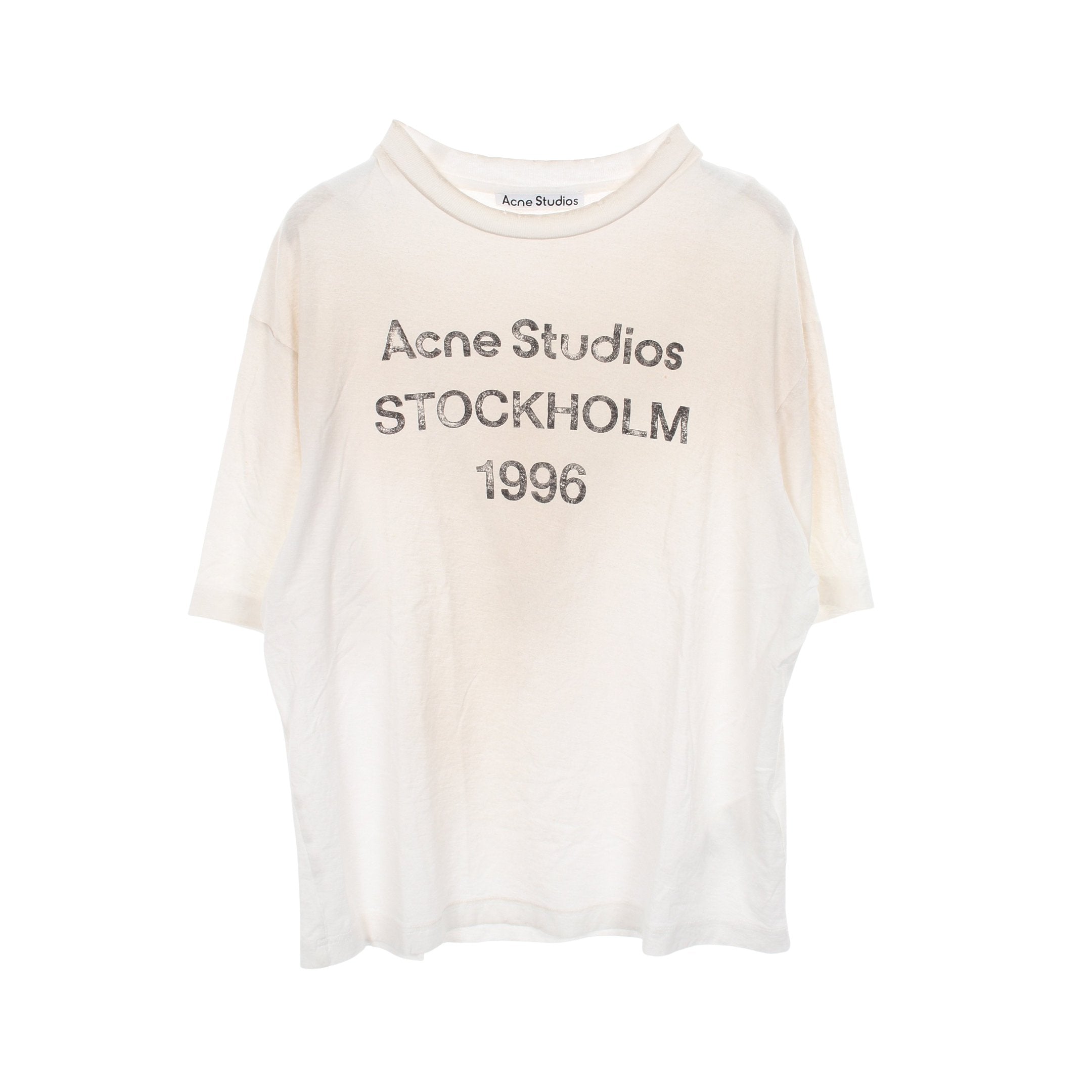 Acne ホワイト ヴィンテージ加工 T シャツサイズM ヴィンテージ加工 ロゴ 半袖Tシャツ コットン ホワイト アクネ