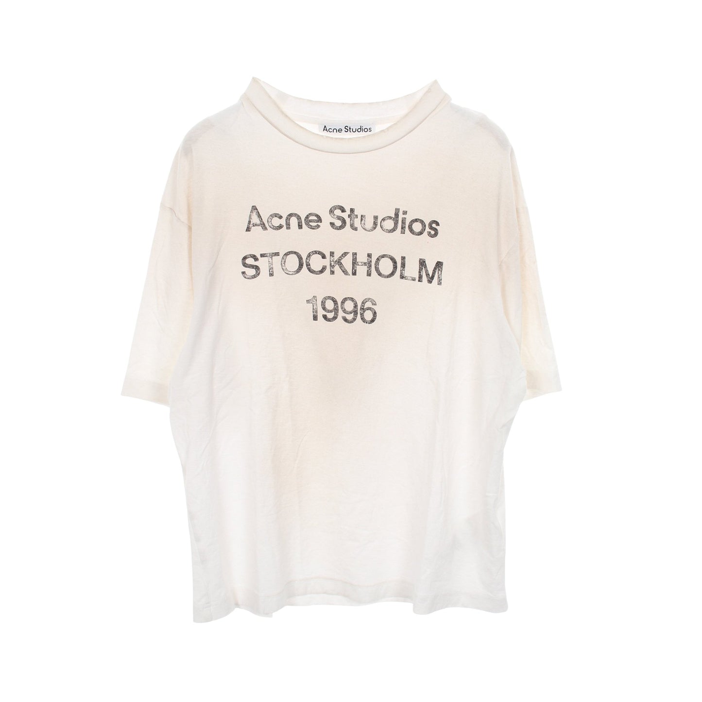 ヴィンテージ加工 ロゴ 半袖Tシャツ コットン ホワイト アクネストゥディオズ