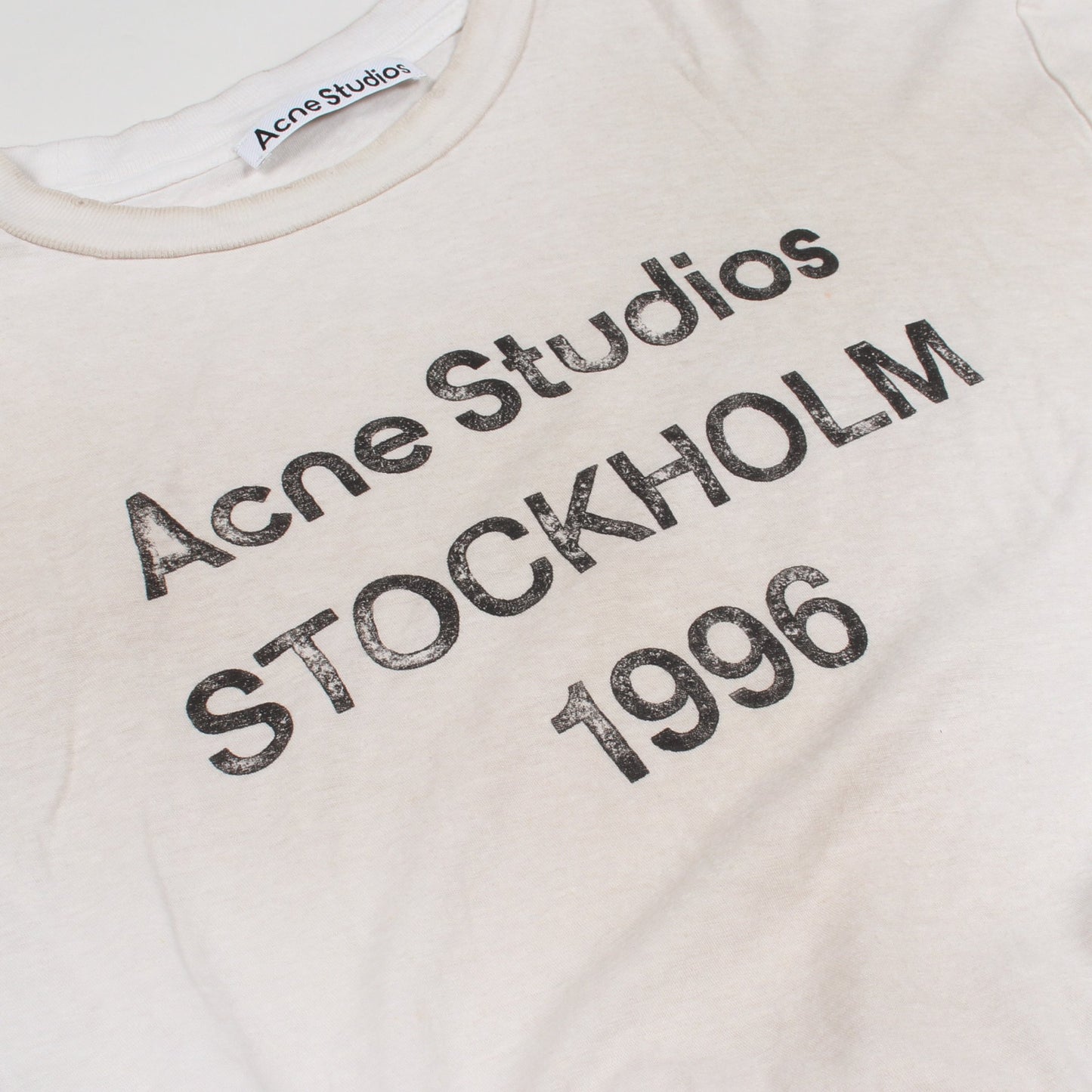 ヴィンテージ加工 ロゴ 半袖Tシャツ コットン ホワイト アクネストゥディオズ