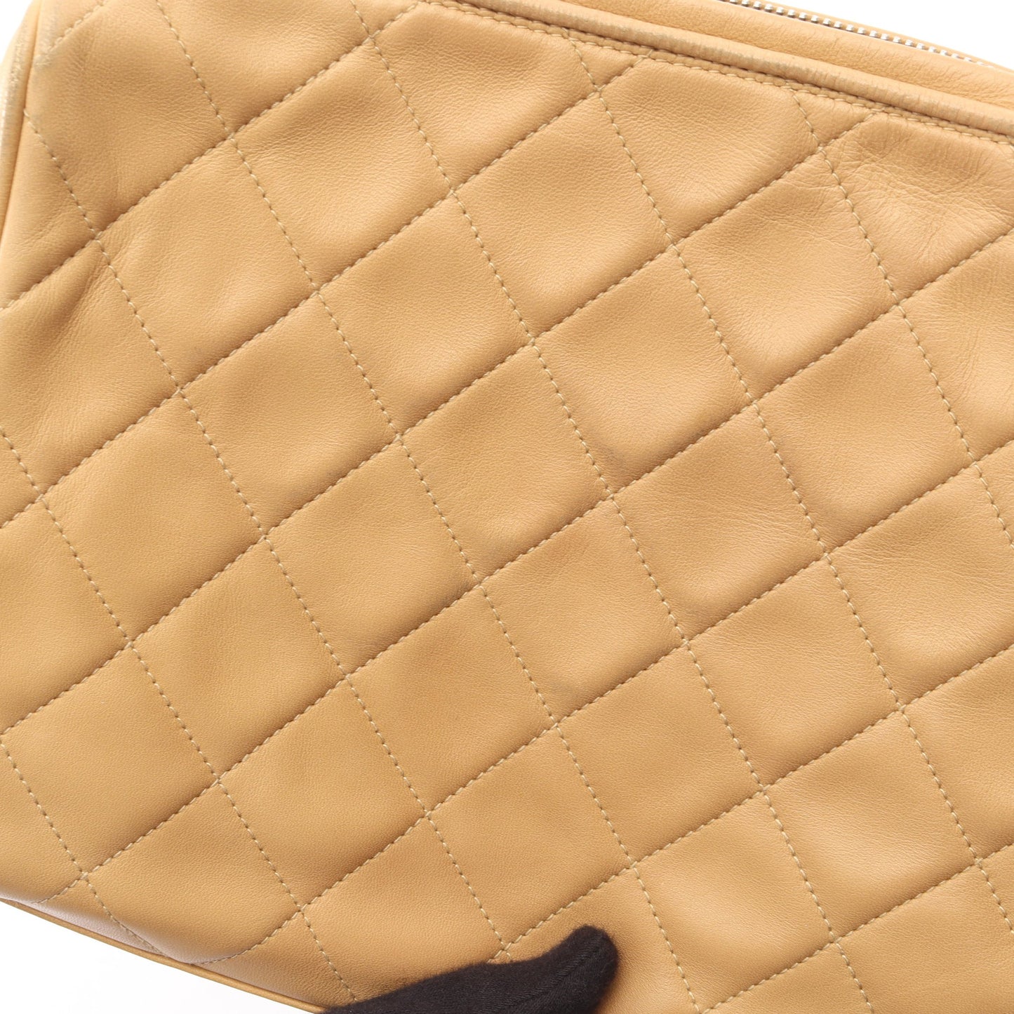 マトラッセ タッセル チェーンショルダーバッグ ラムスキン ベージュ ゴールド金具 シャネル