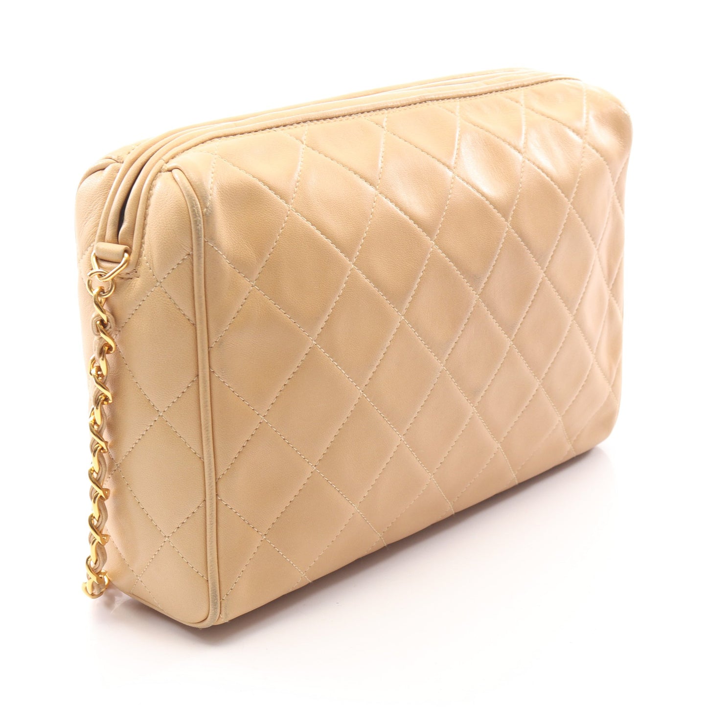 マトラッセ タッセル チェーンショルダーバッグ ラムスキン ベージュ ゴールド金具 シャネル