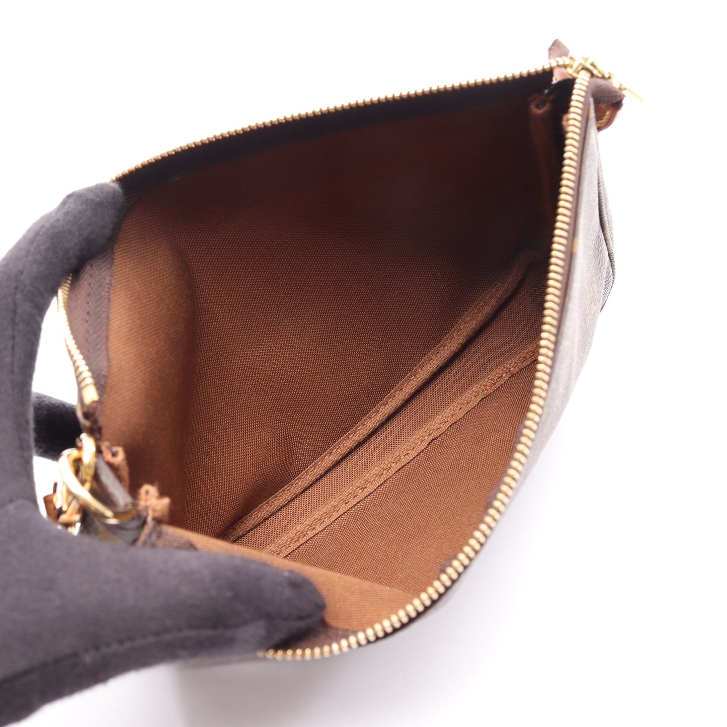 ポシェットアクセソワール モノグラム ハンドバッグ PVC レザー ブラウン ルイヴィトン バッグ LOUIS VUITTON
