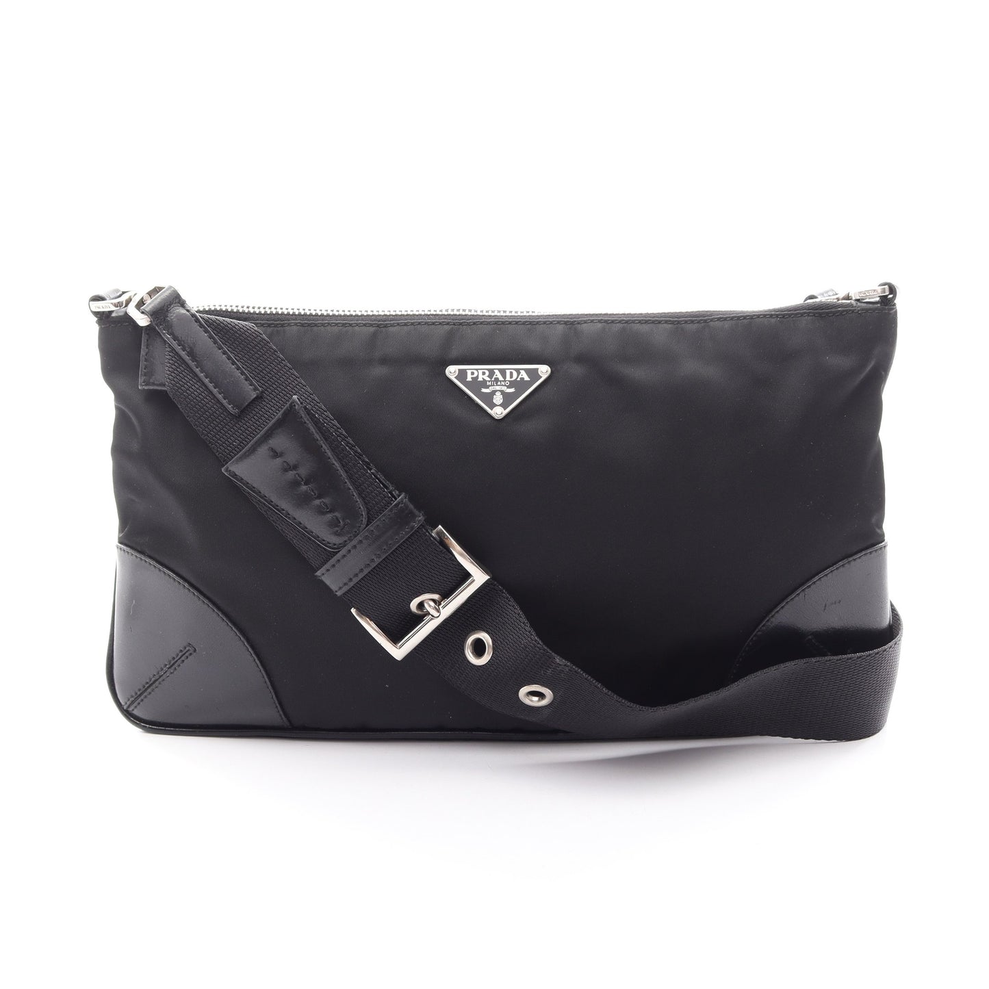 トライアングルロゴ ショルダーバッグ ナイロン レザー ブラック プラダ バッグ PRADA