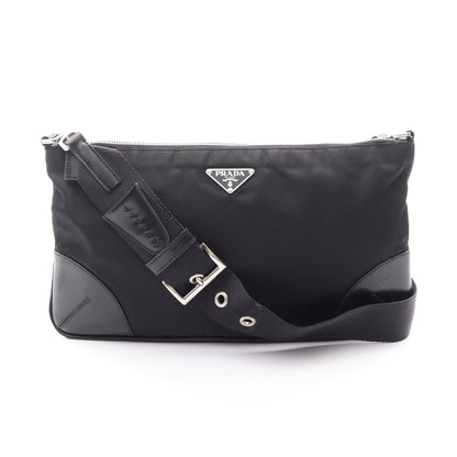 トライアングルロゴ ショルダーバッグ ナイロン レザー ブラック プラダ バッグ PRADA
