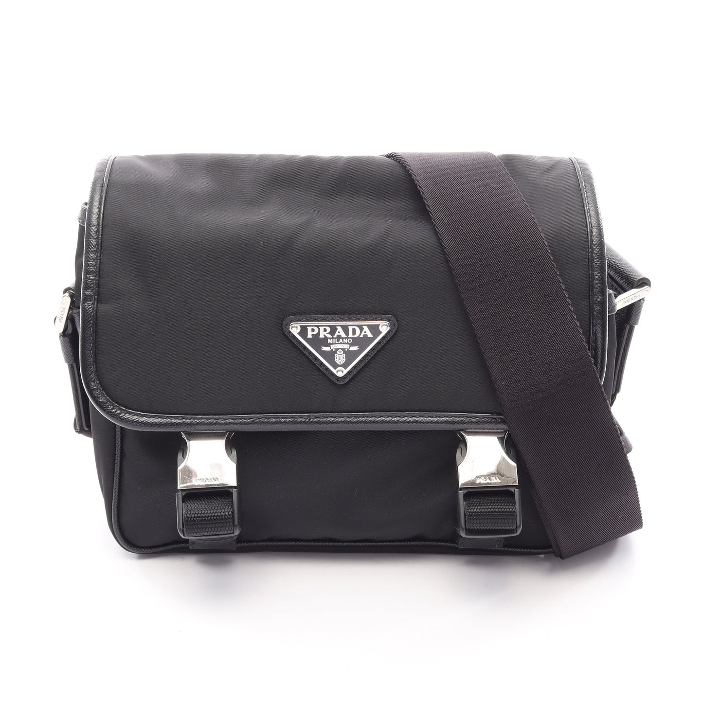 RE-NYLON TESSUTO+SAFFIANO ショルダーバッグ ナイロン サフィアーノレザー ブラック プラダ