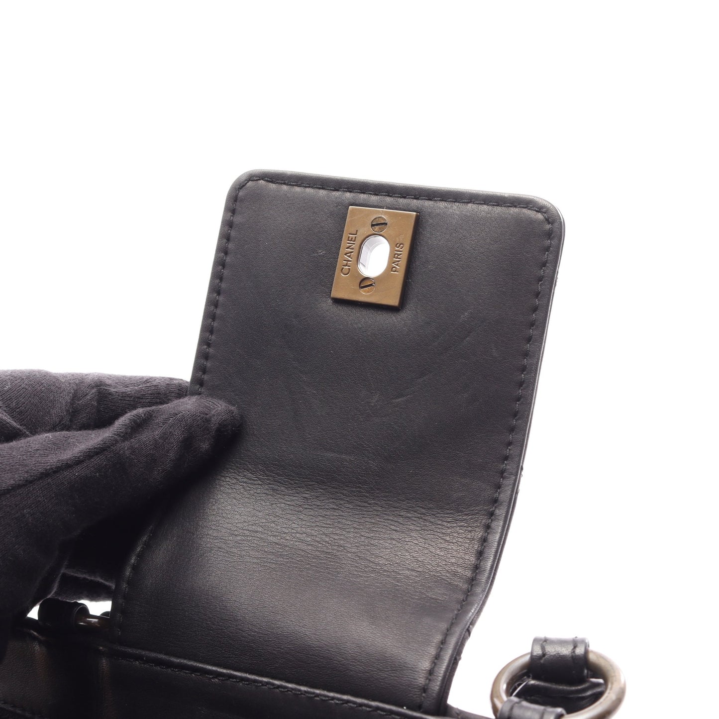 マトラッセ ターンロック ハンドバッグ レザー ブラック ゴールド金具 シャネル