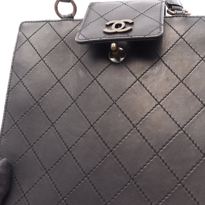 マトラッセ ターンロック ハンドバッグ レザー ブラック ゴールド金具 シャネル