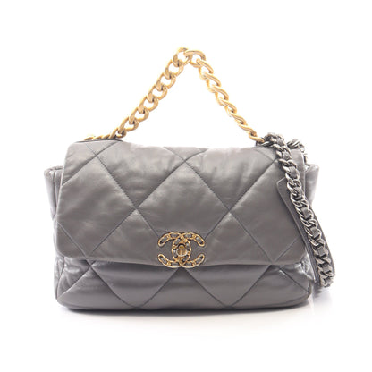 19 ディズヌフ マトラッセ 2WAY チェーンショルダーバッグ レザー グレー ゴールド金具 シャネル