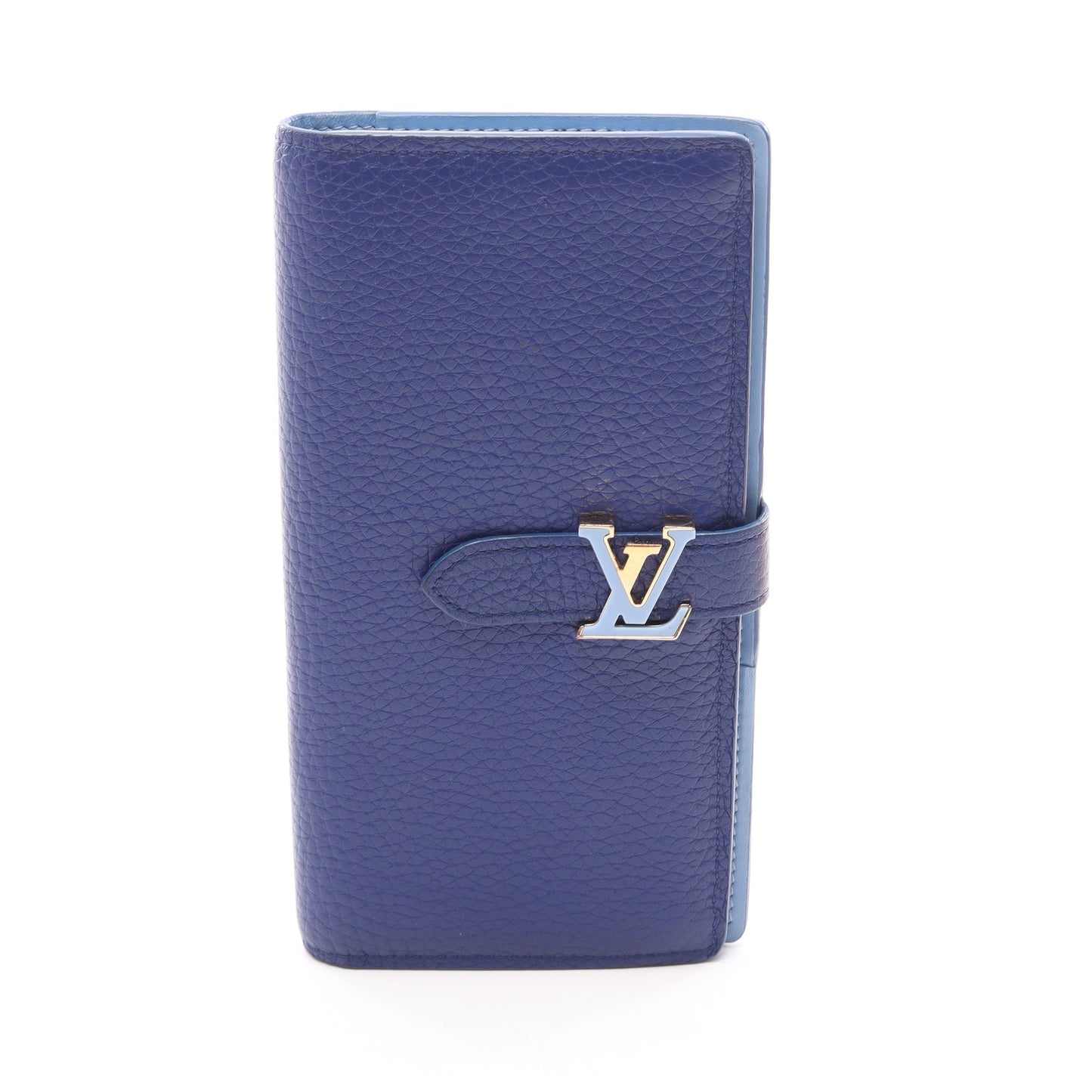 LVヴェルティカルウォレット 二つ折り長財布 レザー ブルー ルイヴィトン