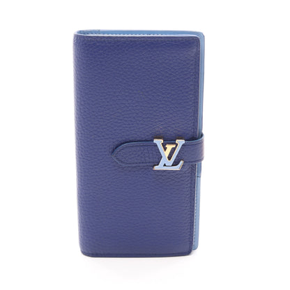 LVヴェルティカルウォレット 二つ折り長財布 レザー ブルー ルイヴィトン